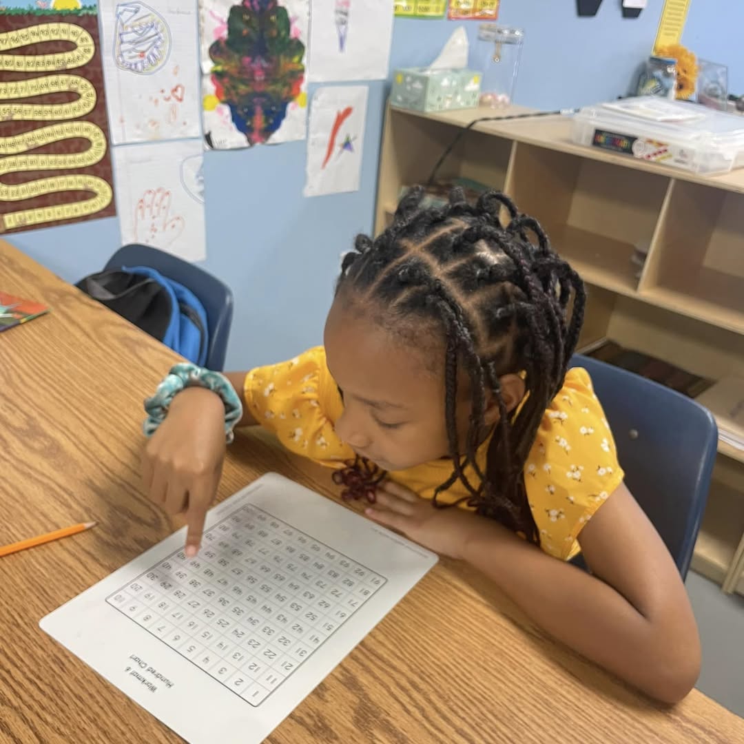 A student working on a number puzzle